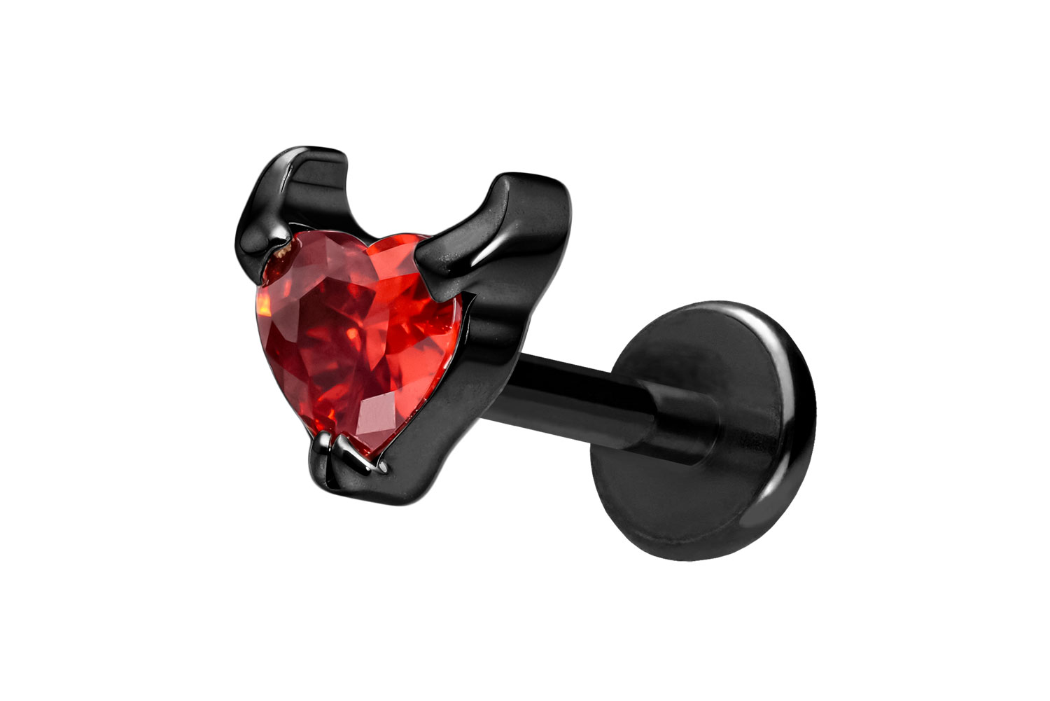 Titan Labret Piercing mit Push Fit TEUFELSHERZ